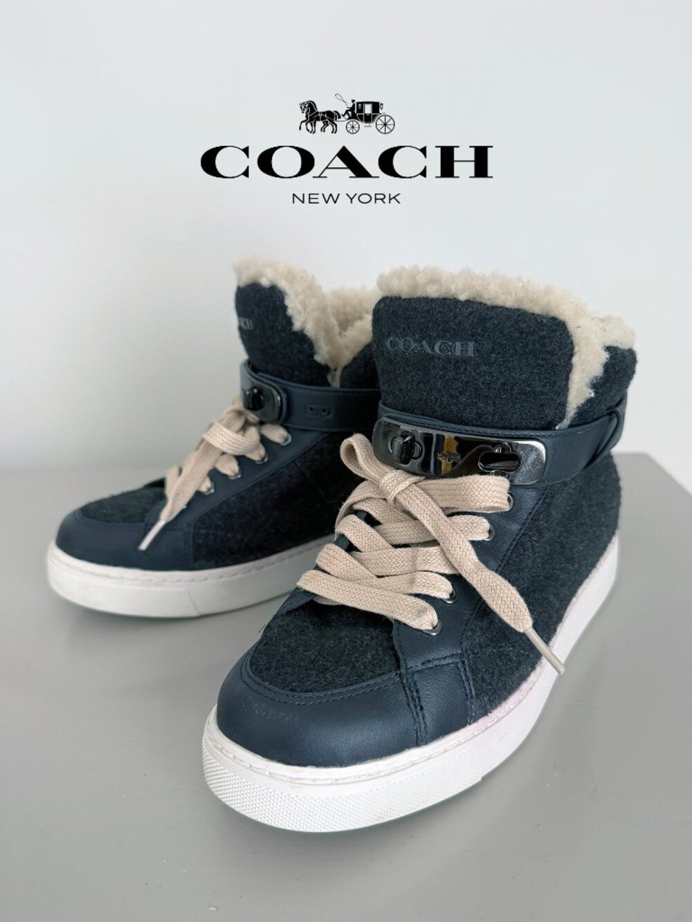 Coach Richmond Heathered Grey & Shearling Sneaker Boots